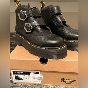 Dr. Martens women’s Devon Flower Black Leather Boots